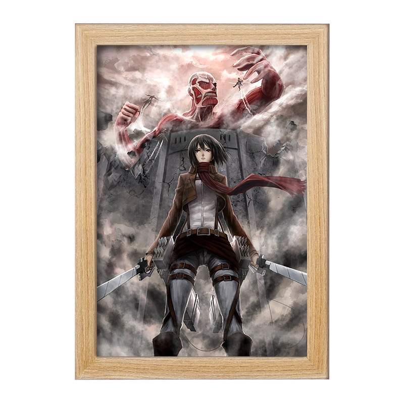 تابلو دنیای قاب مدل میکاسا و تایتان غول آسا انیمه اتک آن تایتان Attack on Titan  کد 10992