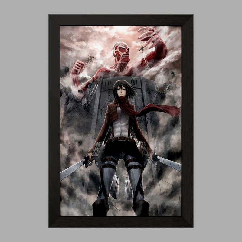 تابلو دنیای قاب مدل میکاسا و تایتان غول آسا انیمه اتک آن تایتان Attack on Titan  کد 10992
