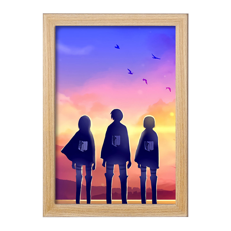 تابلو دنیای قاب مدل میکاسا و ارن و آرمین انیمه اتک آن تایتان Attack on Titan  کد 11053