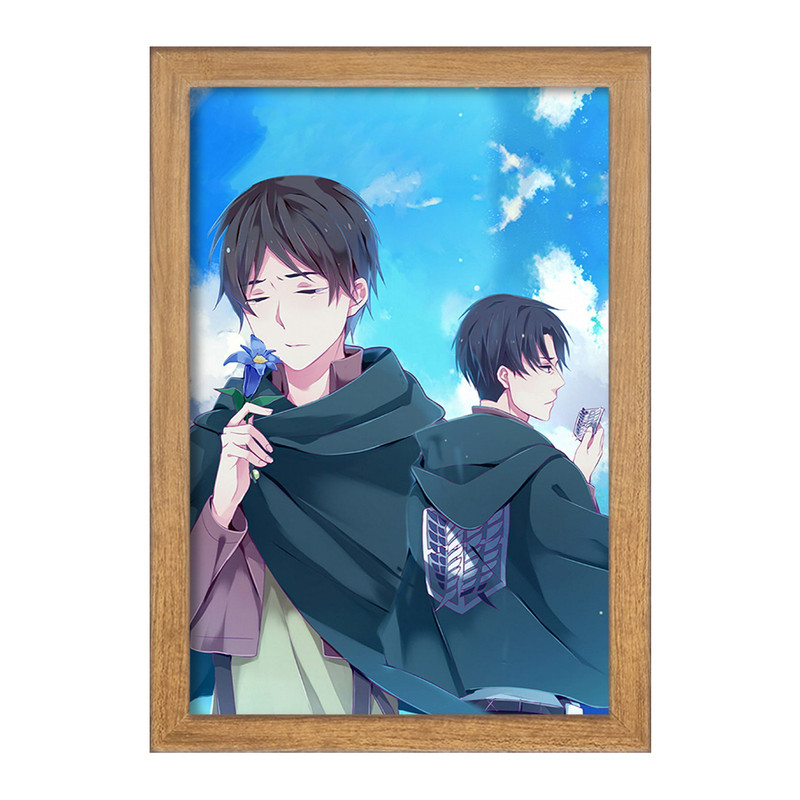 تابلو دنیای قاب مدل لیوای و ارن انیمه اتک آن تایتان Attack on Titan  کد 11032