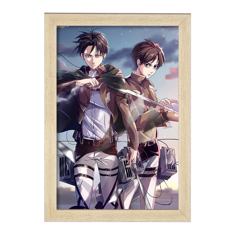 تابلو دنیای قاب مدل لیوای و ارن انیمه اتک آن تایتان Attack on Titan  کد 4849