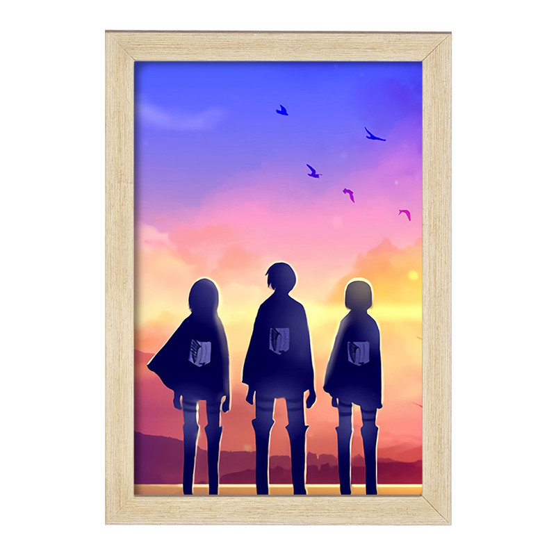 تابلو دنیای قاب مدل میکاسا و ارن و آرمین انیمه اتک آن تایتان Attack on Titan  کد 11053