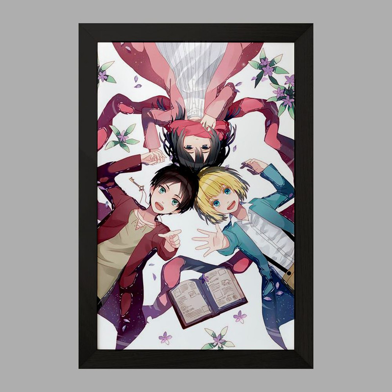 تابلو دنیای قاب مدل میکاسا و ارن و ارمین انیمه اتک آن تایتان Attack on Titan  کد 18562