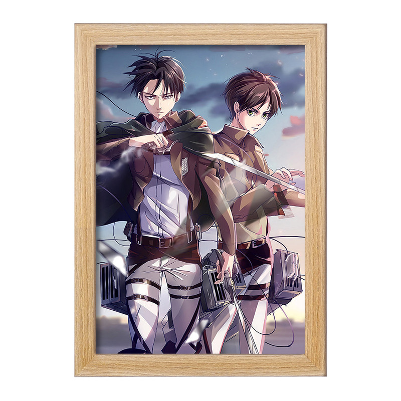 تابلو دنیای قاب مدل لیوای و ارن انیمه اتک آن تایتان Attack on Titan  کد 4849