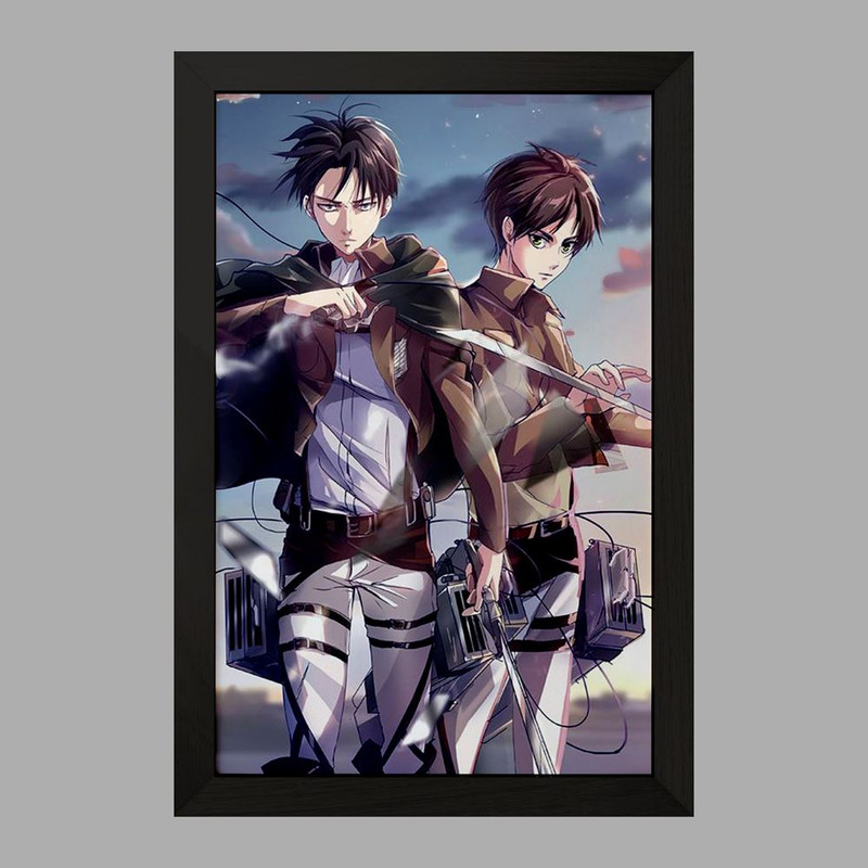 تابلو دنیای قاب مدل لیوای و ارن انیمه اتک آن تایتان Attack on Titan  کد 4849