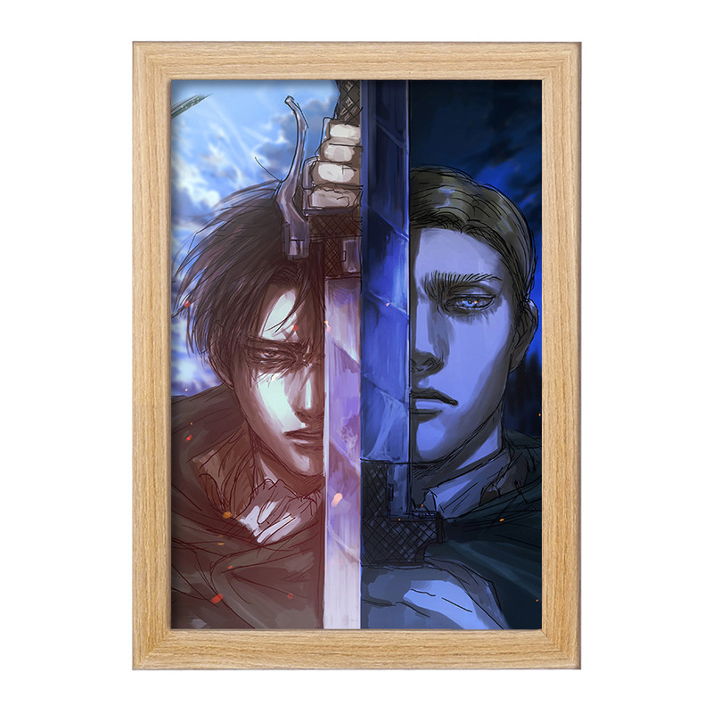 تابلو دنیای قاب مدل اروین و لیوای انیمه اتک آن تایتان Attack on Titan  کد 11050