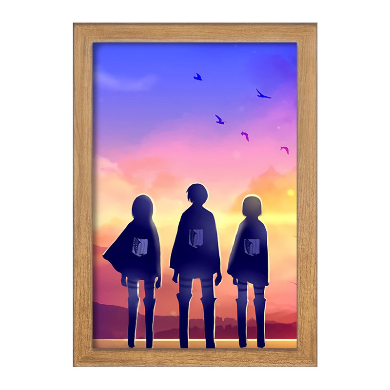 تابلو دنیای قاب مدل میکاسا و ارن و آرمین انیمه اتک آن تایتان Attack on Titan  کد 11053