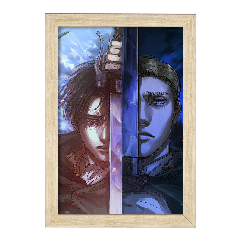 تابلو دنیای قاب مدل اروین و لیوای انیمه اتک آن تایتان Attack on Titan  کد 11050