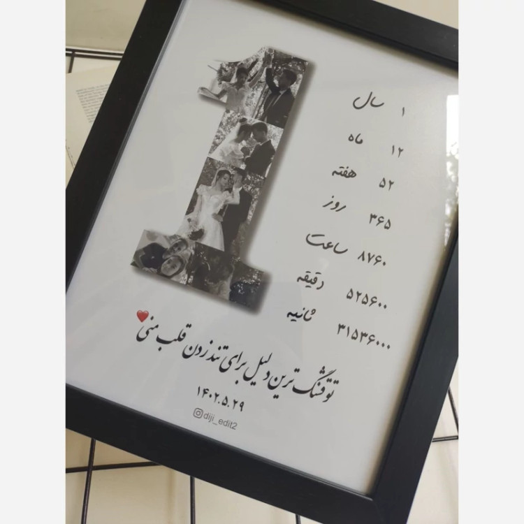 تابلو موزیکال کلاژ عدد کادوی سالگرد،ماهگرد،عقد سایز A4