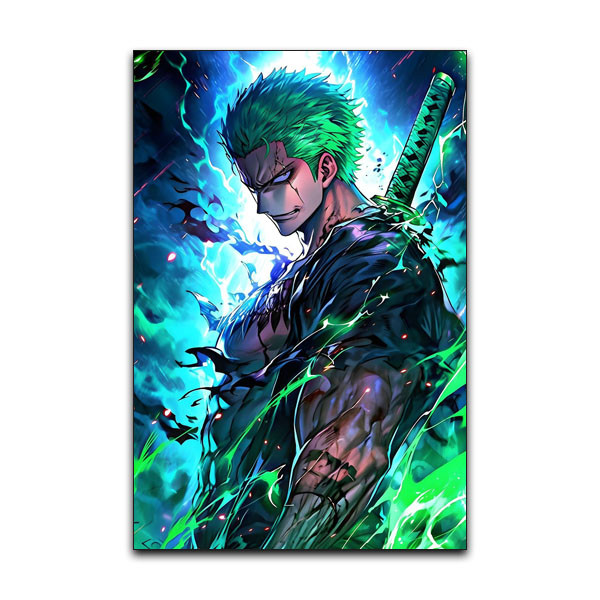 تابلو شاسی دنیای قاب مدل انیمه وان پیس رورونوآ زورو طرح Roronoa Zoro One Piece Anime کد SIDE11