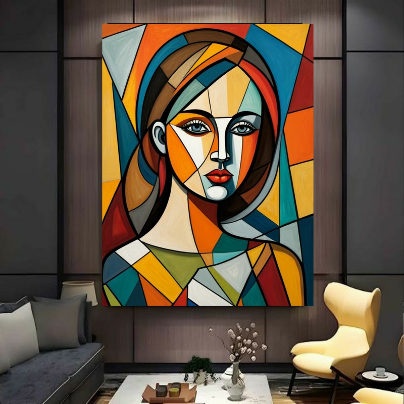 تابلو شاسی طرح مخمل نقاشی مدل  هندسی کد FP105971