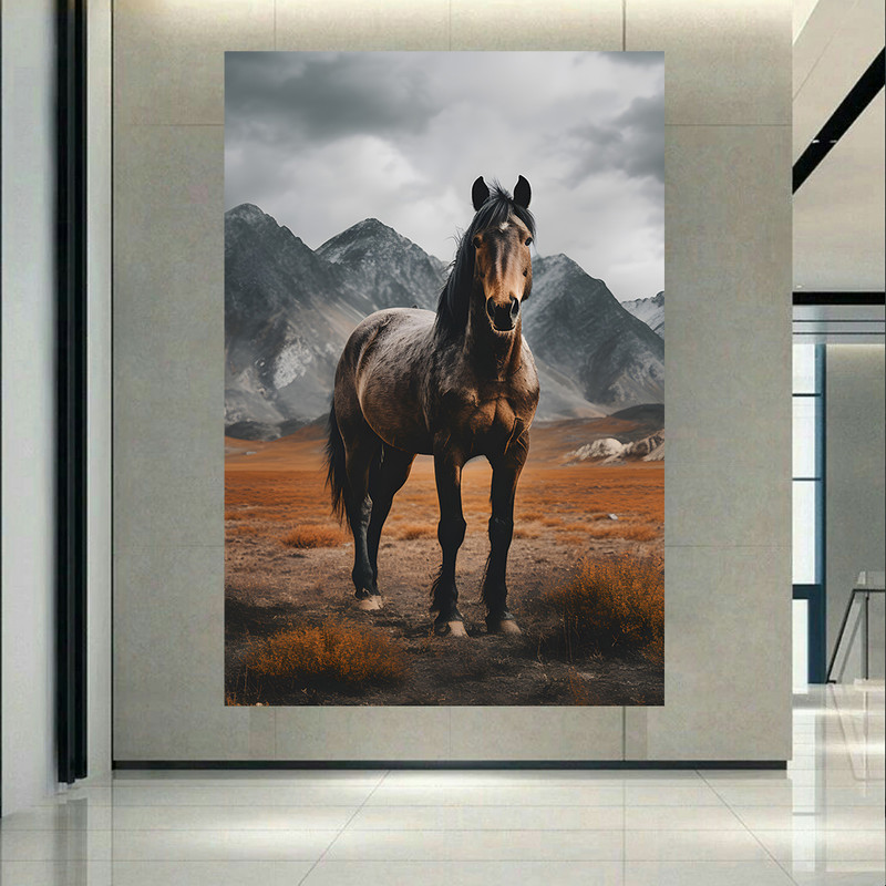 تابلو شاسی طرح مخمل اسب مدل  کوهستان کد AR302415