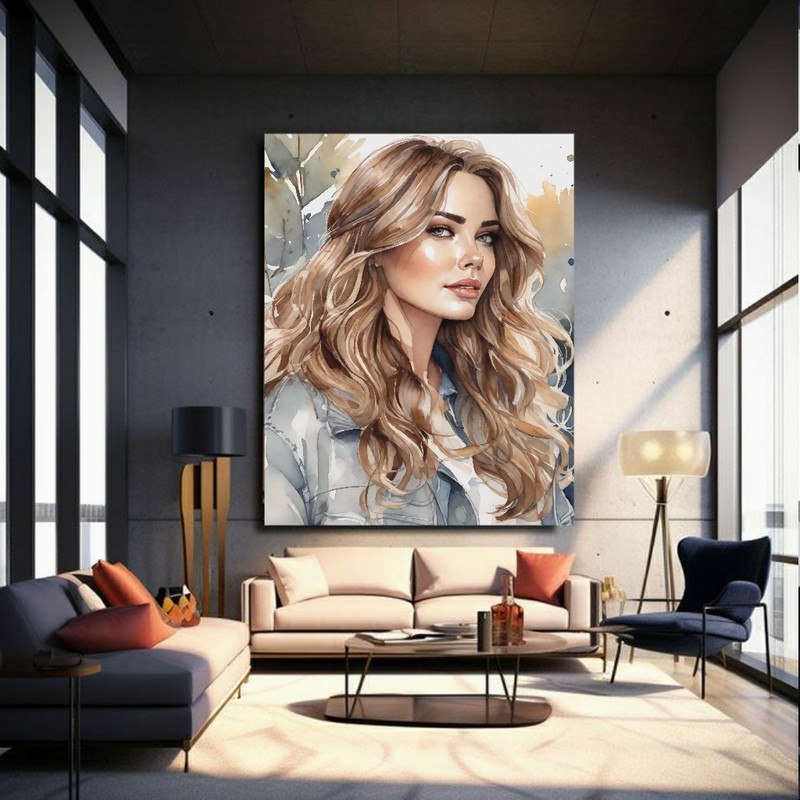 تابلو شاسی طرح نقاشی فانتزی مدل  چهره زن کد PP2753
