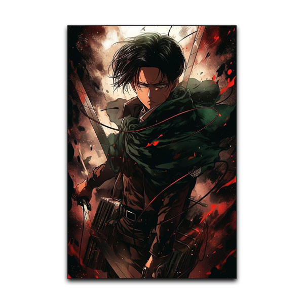 تابلو شاسی دنیای قاب مدل انیمه اتک آن تایتان لیوای اکرمن طرح Levi Attack on Titan Anime AOT کد RED85