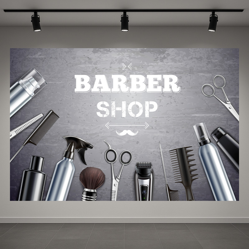 تابلو شاسی طرح مخمل آرایشگاه مدل  barber shop کد AR3059295