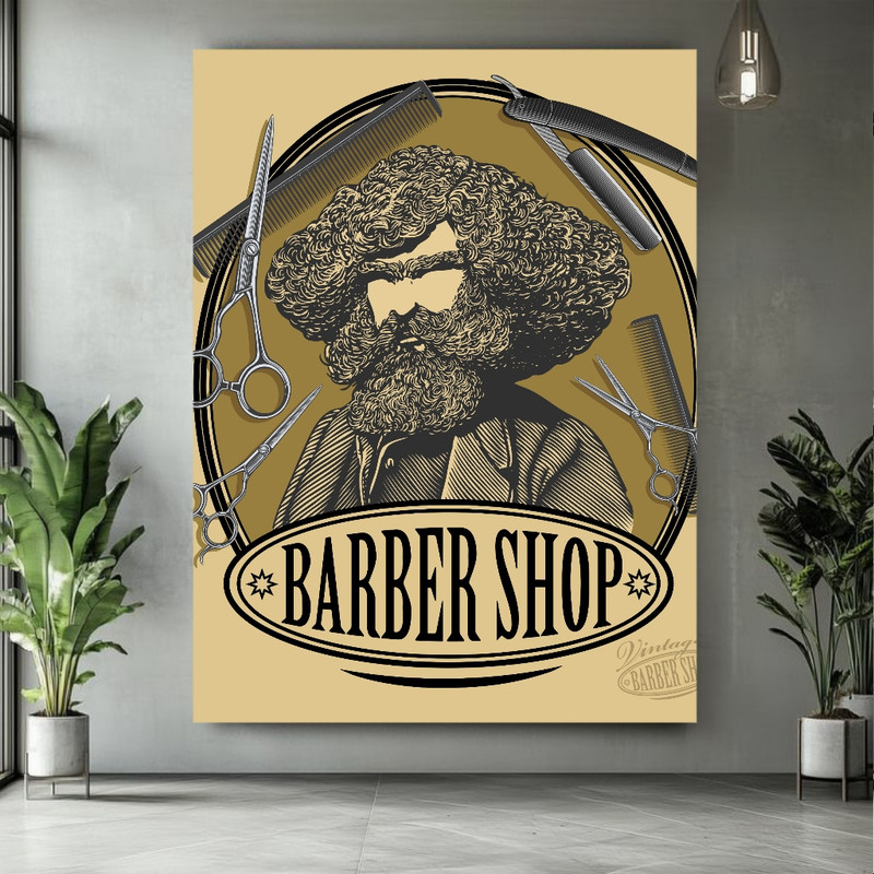 تابلو شاسی طرح مخمل BARBER SHOP مدل  آرایشگاه کد M378