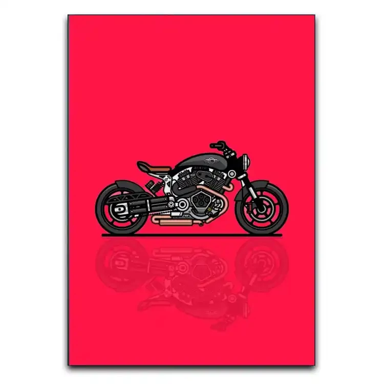 تابلوشاسی دنیای قاب مدل موتور هوندا CB350 با تم قرمز