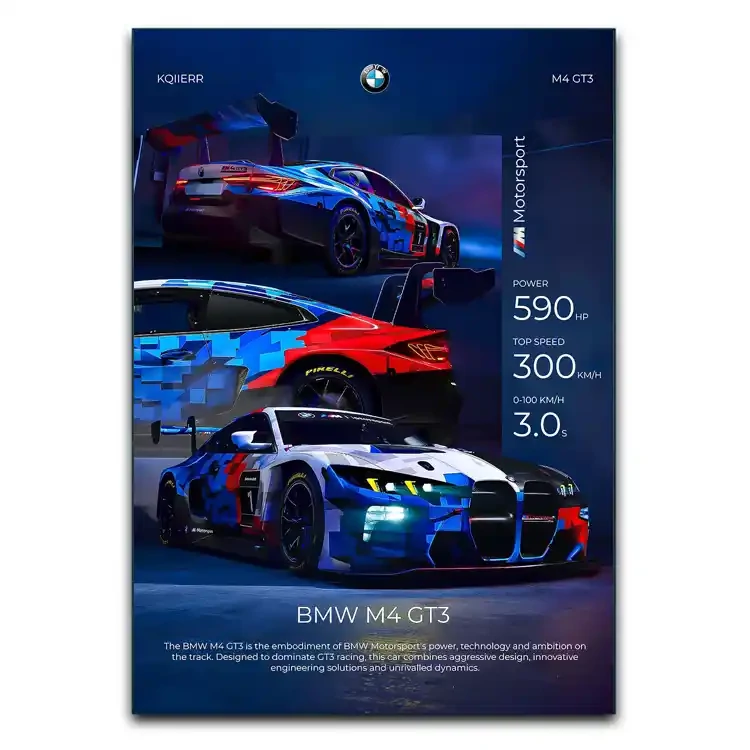 تابلوشاسی دنیای قاب مدل ماشین BMW M4 GT3