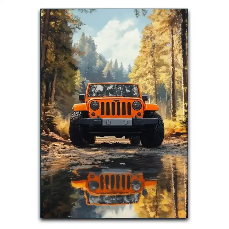 تابلوشاسی دنیای قاب مدل ماشین جیپ Jeep نارنجی