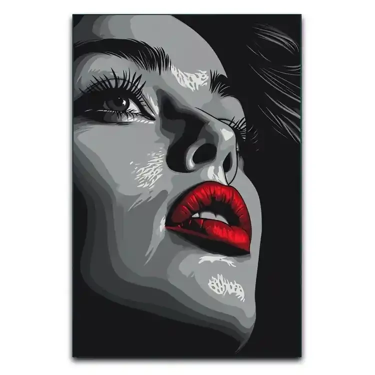 تابلوشاسی دنیای قاب مدل چهره با رژ قرمز
