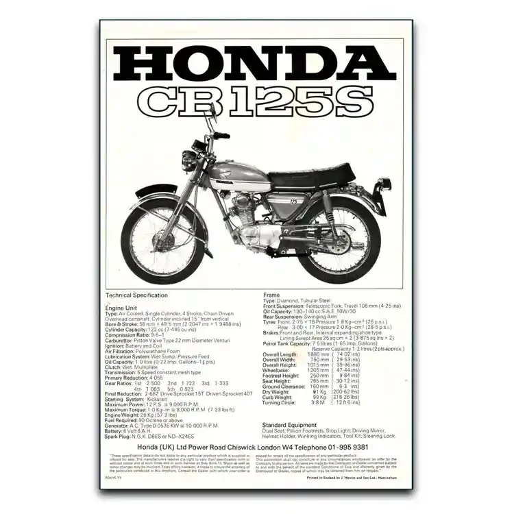 تابلو شاسی موتور هندا CB125