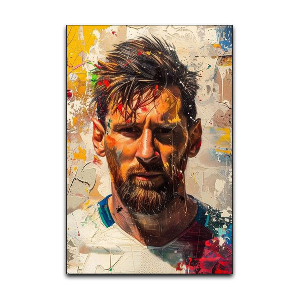 تابلو شاسی دنیای قاب مدل لیونل مسی بازیکن فوتبال تیم بارسلونا Messi Barcelona Football کد FACE44