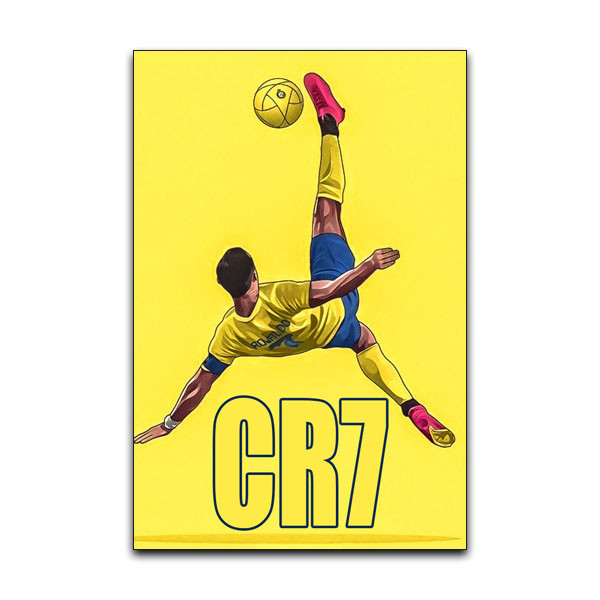 تابلو شاسی دنیای قاب مدل کریستیانو رونالدو قیچی برگردون طرح فوتبال CR7 Cristiano Ronaldo Bicycle Goal کد YLW21