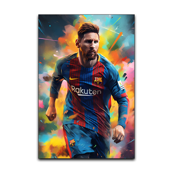 تابلوشاسی دنیای قاب مدل لیونل مسی بازیکن فوتبال تیم بارسلونا Lionel Messi Barcelona Football کد RGB54
