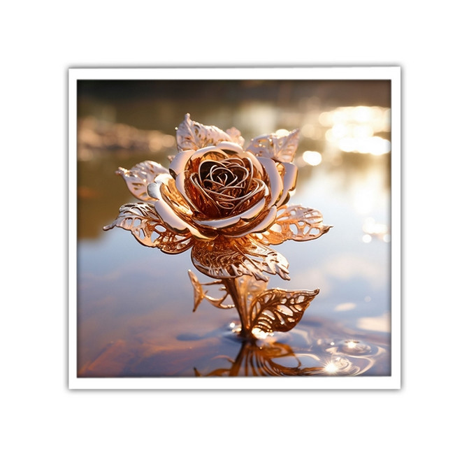 تابلو نوری بکلیت طرح دکوراتیو گل طلایی مدل W-MID-18938