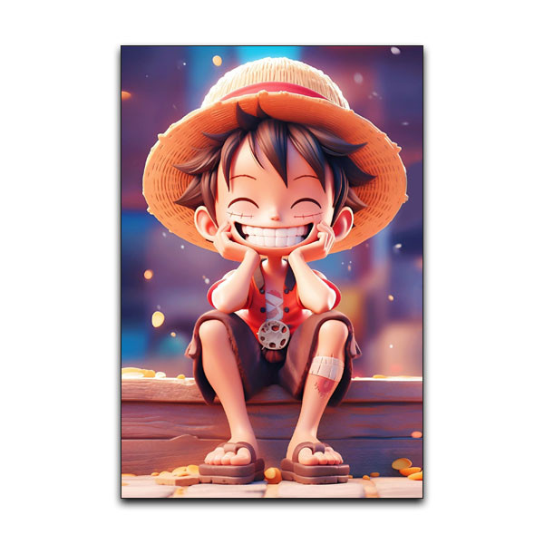 تابلو شاسی دنیای قاب مدل انیمه وان پیس لوفی کیوت و خندان طرح Luffy One Piece Anime کد SIT21