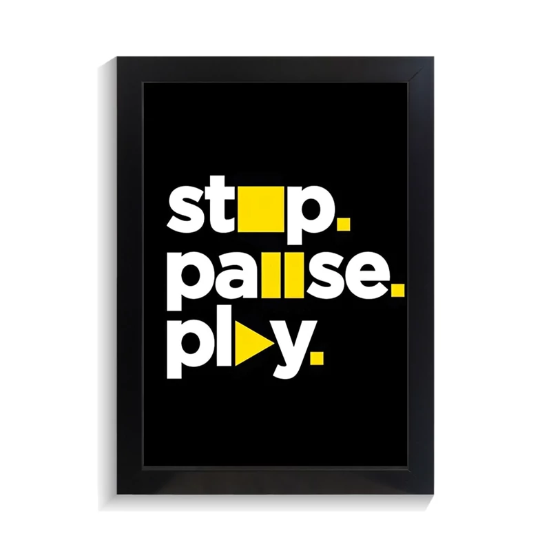 تابلو تایپوگرافی طرح stop pause play کد PF-15064