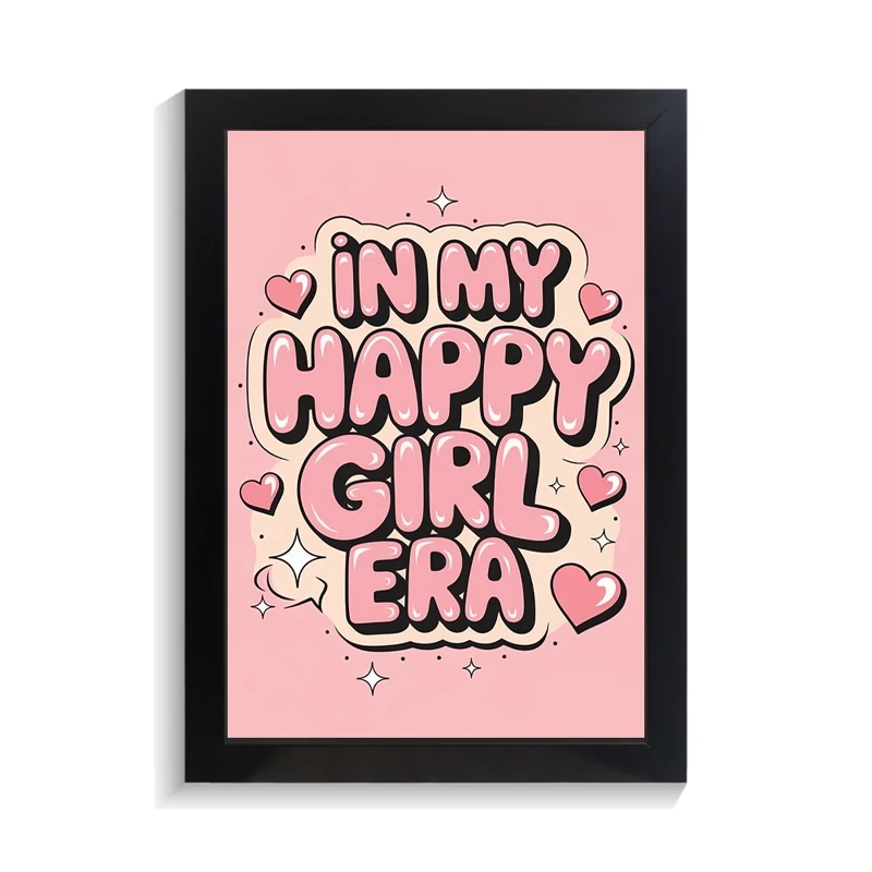 تابلو تایپوگرافی طرح happy girl کد PF-15100