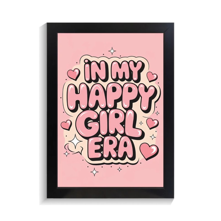 تابلو تایپوگرافی طرح happy girl کد PF-15100