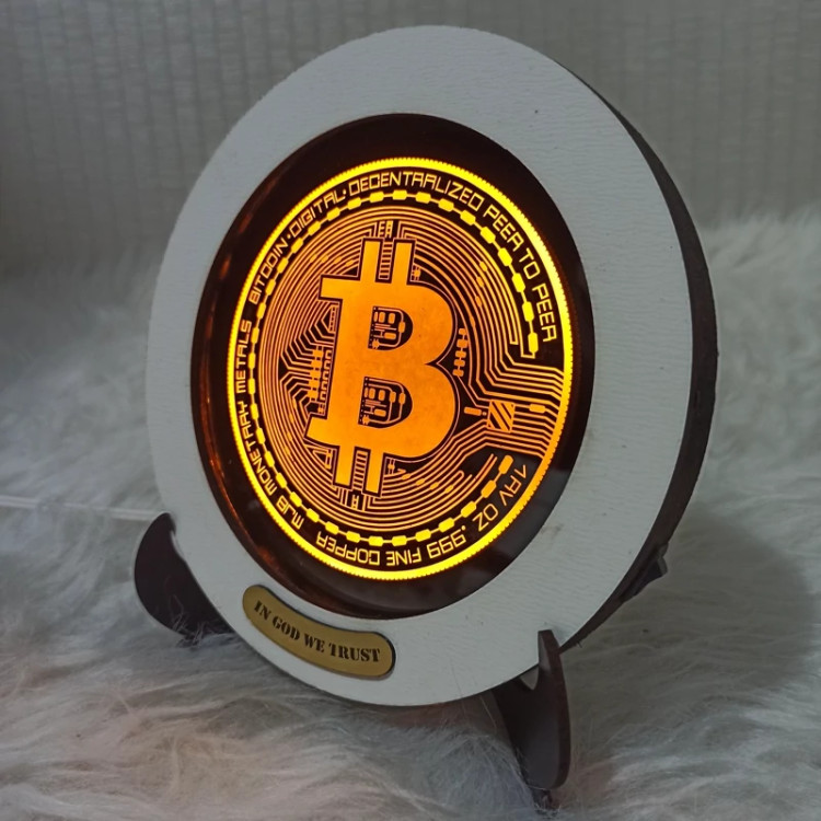 تابلو نوری دکوری طرح Bitcoin مدل بیت کوین