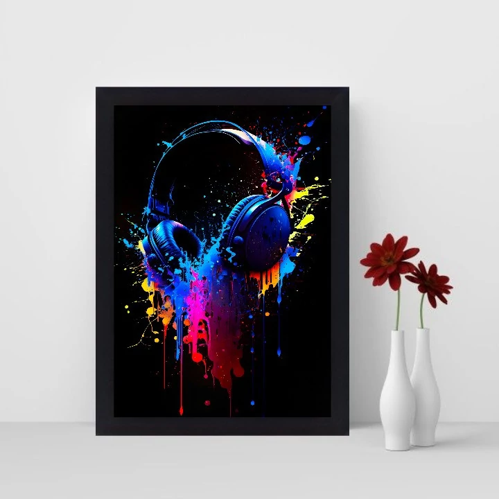 تابلو نوری گیم دکور طرح هدفون رنگارنگ مدل headphone