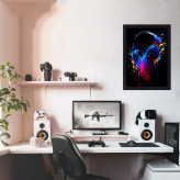 تابلو نوری گیم دکور طرح هدفون رنگارنگ مدل headphone