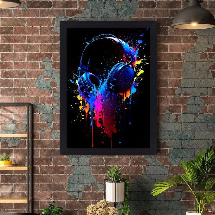 تابلو نوری گیم دکور طرح هدفون رنگارنگ مدل headphone