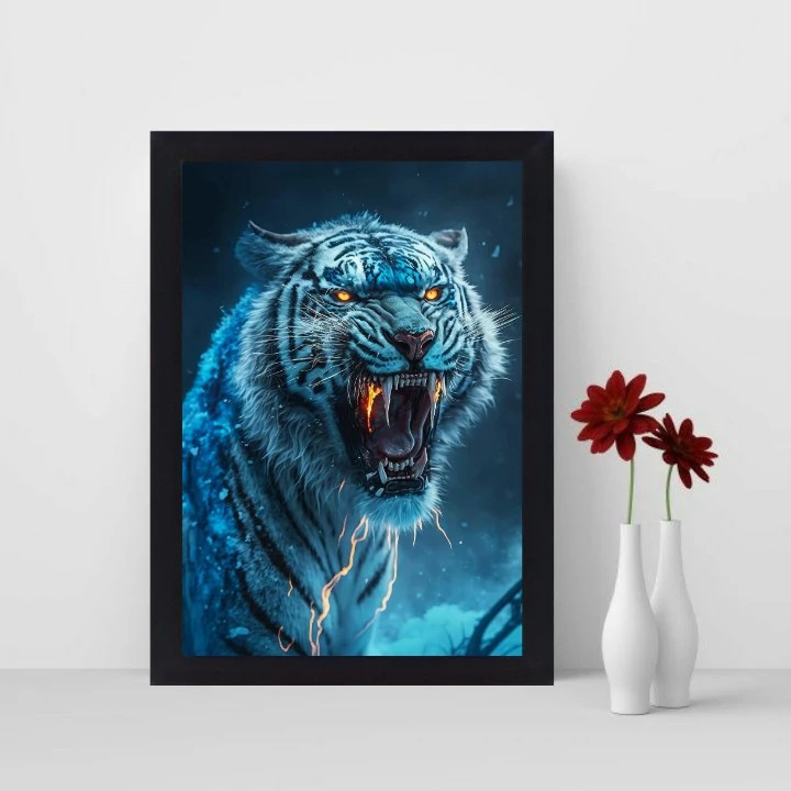 تابلو نوری گیم دکور طرح ببر مدل angry tiger