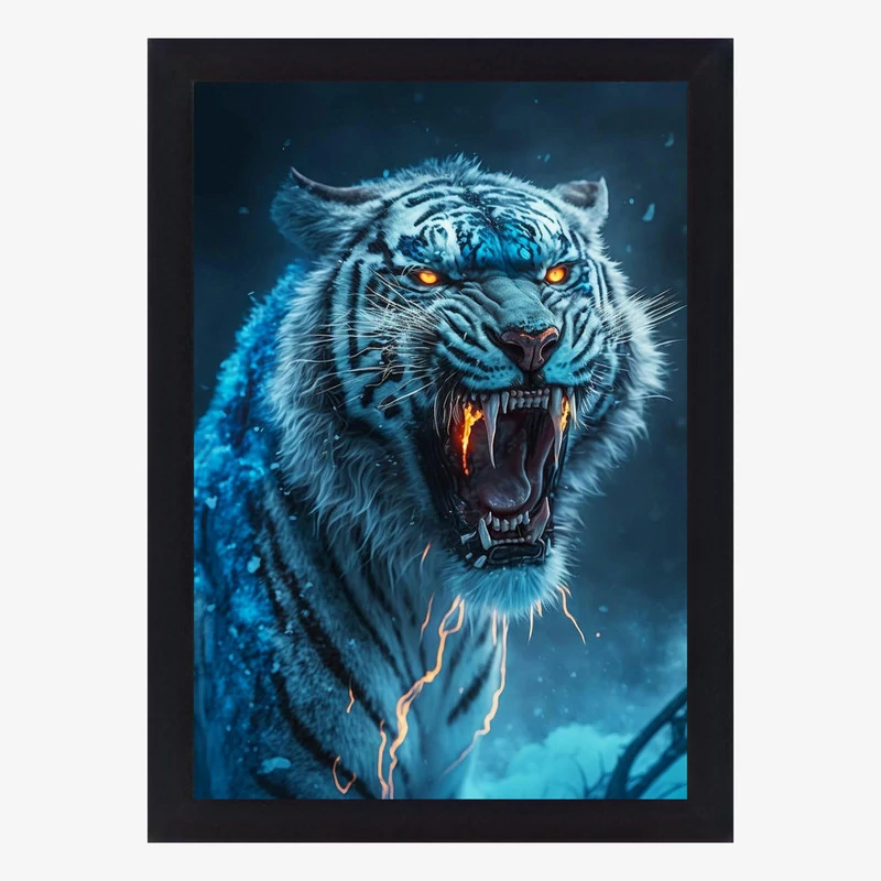 تابلو نوری گیم دکور طرح ببر مدل angry tiger