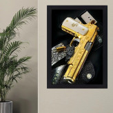 تابلو نوری گیم دکور طرح تفنگ طلایی مدل Gold gun