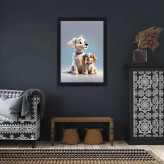 تابلو نوری طرح سگ های سفید مدل white dogs کد 1015