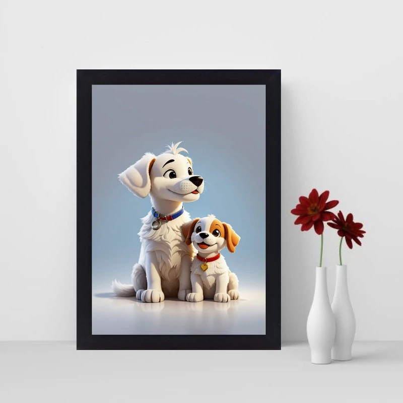 تابلو نوری طرح سگ های سفید مدل white dogs کد 1015