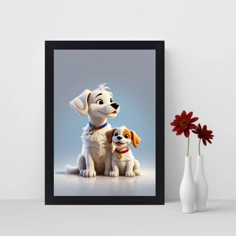تابلو نوری طرح سگ های سفید مدل white dogs کد 1015