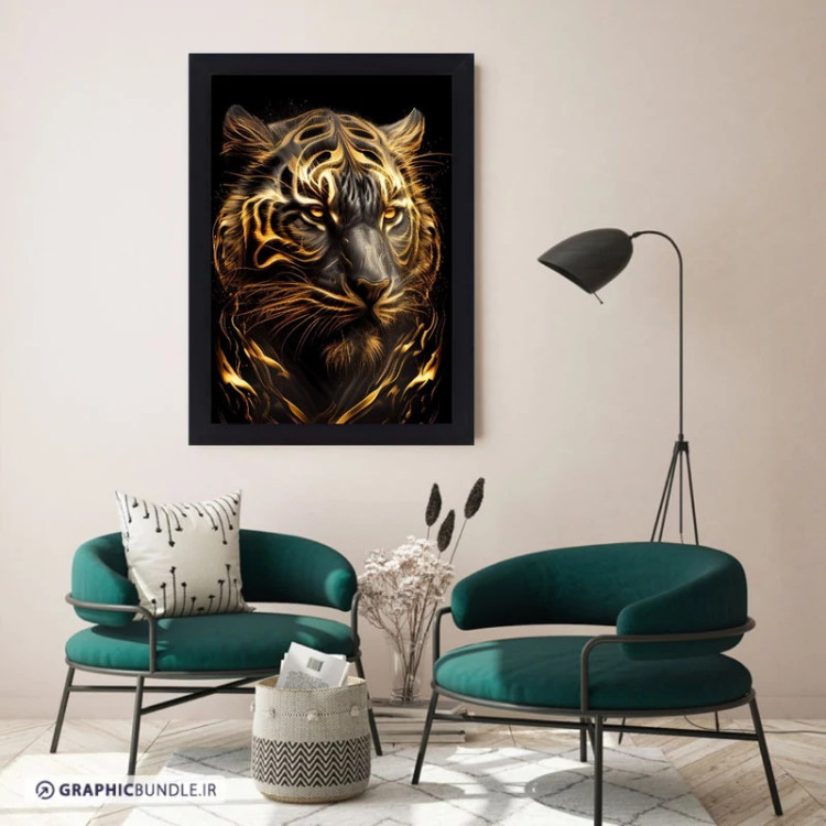 تابلو نوری گیم دکور طرح ببر آتشین مدل tiger05