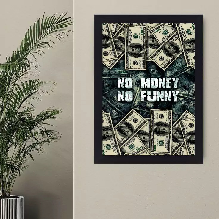 تابلو بکلایت مدل دلار طرح no money no funny ، پس کرایه