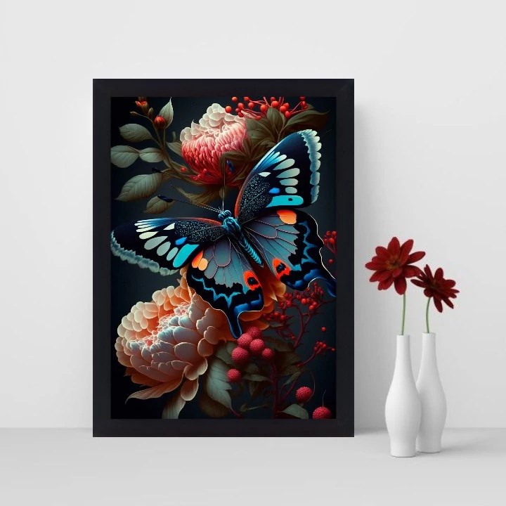 تابلو نوری گیم دکور طرح پروانه و گل مدل butterfly