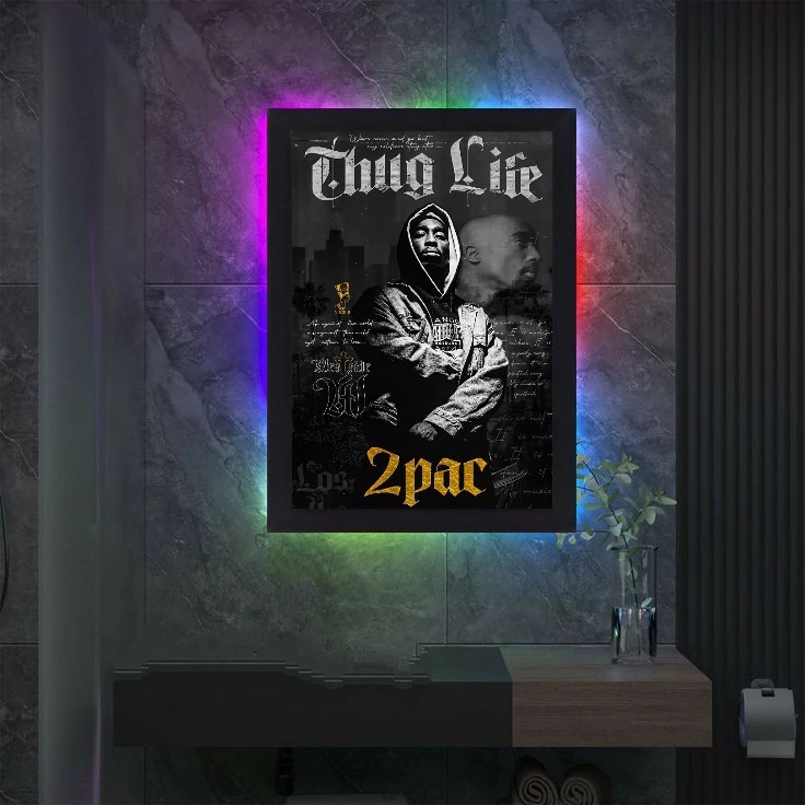 تابلو نوری گیم دکور طرح tupac مدل مولتی کالر
