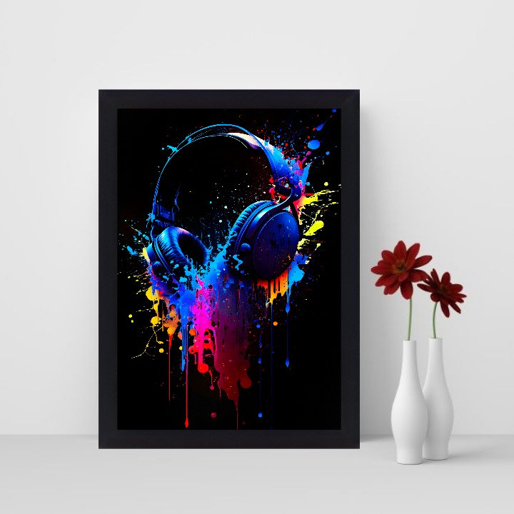تابلو نوری گیم دکور طرح هدفون رنگارنگ مدل headphone