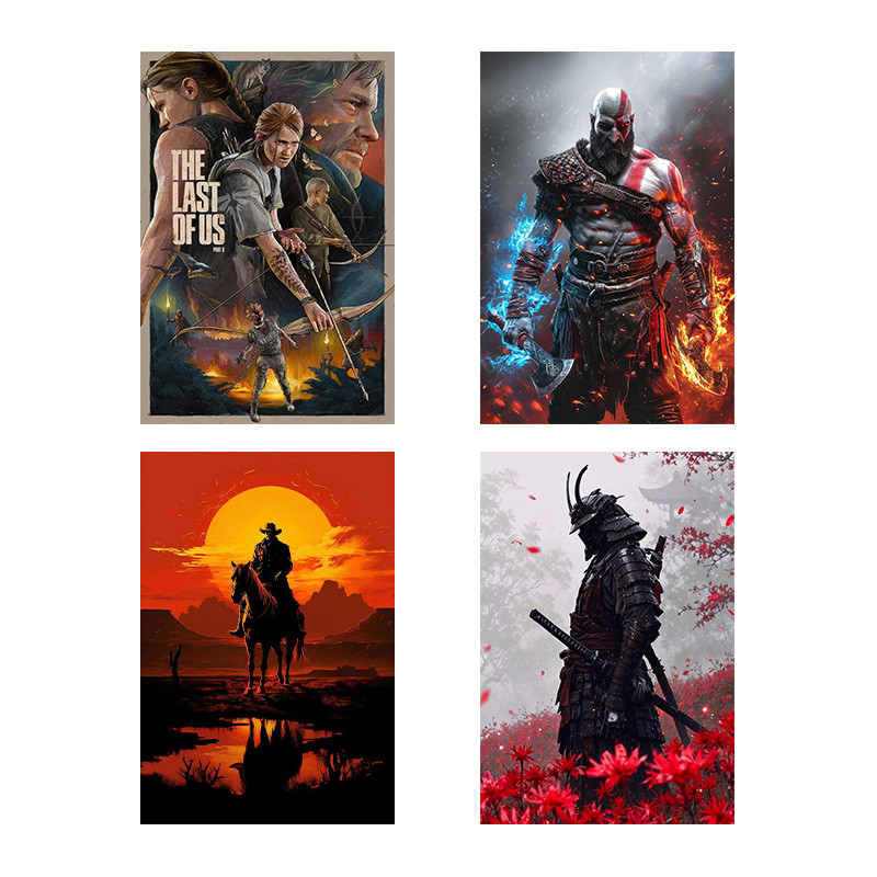تابلو شاسی دنیای قاب طرح گیمینگ gaming کد 053 مجموعه 4 عددی