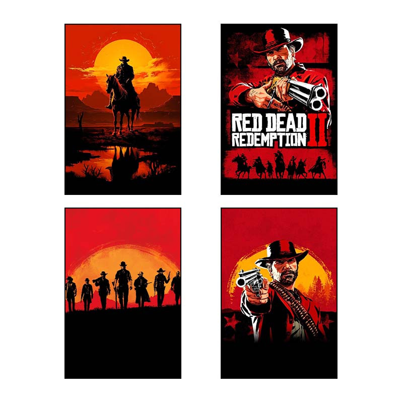 تابلو شاسی دنیای قاب طرح رد دد Red Dead Redemption کد 89610 مجموعه 4 عددی